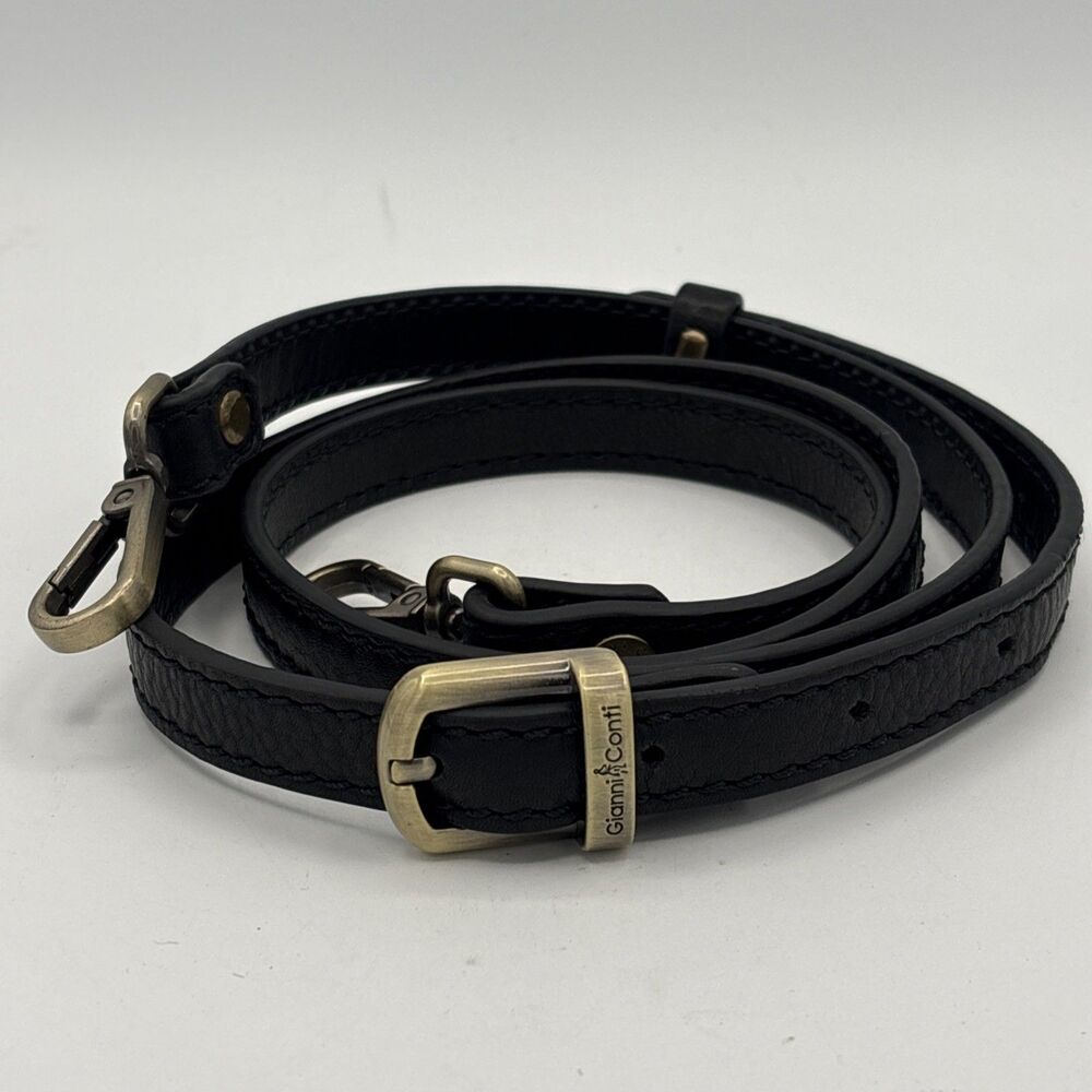 Gianni Conti Black Leather Handbag Shoulder Strap Replacement - Adjustable - EUC